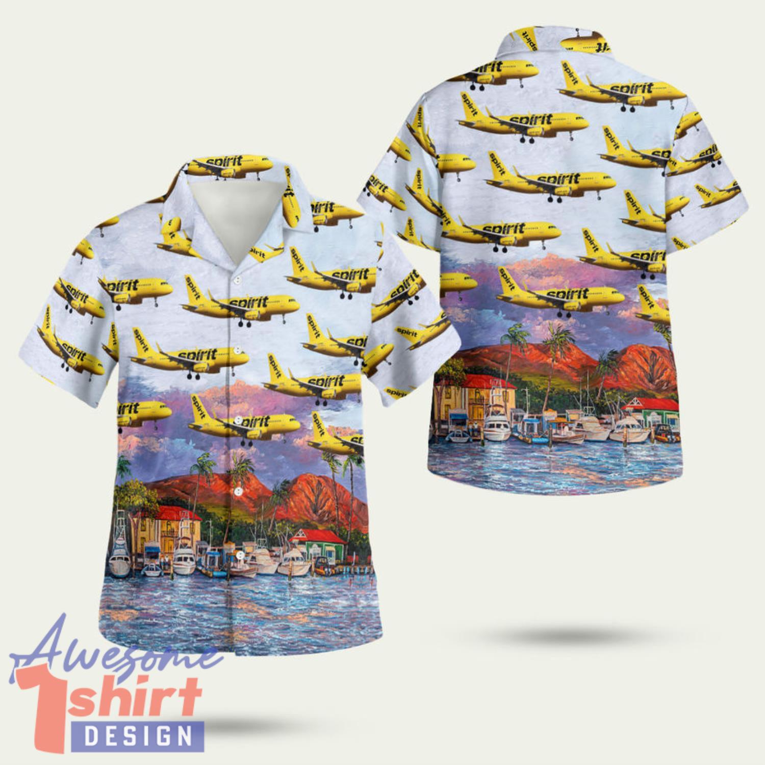 Spirit Airlines Airbus A320 271n1 3D Hawaiian Shirt Summer Style Gift