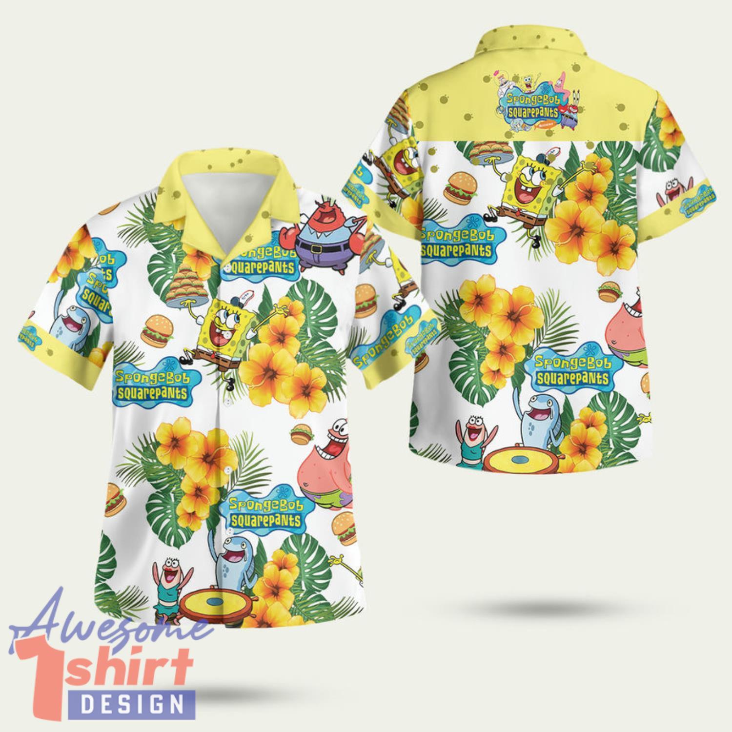 Spongebob Squarepants 1 Flower 3D Hawaiian Shirt Summer Style Gift