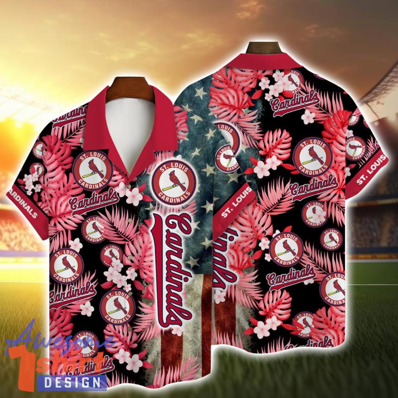 St. Louis Cardinals MLB Flower And Flag Pattern Hawaiian Shirt Summer Gift