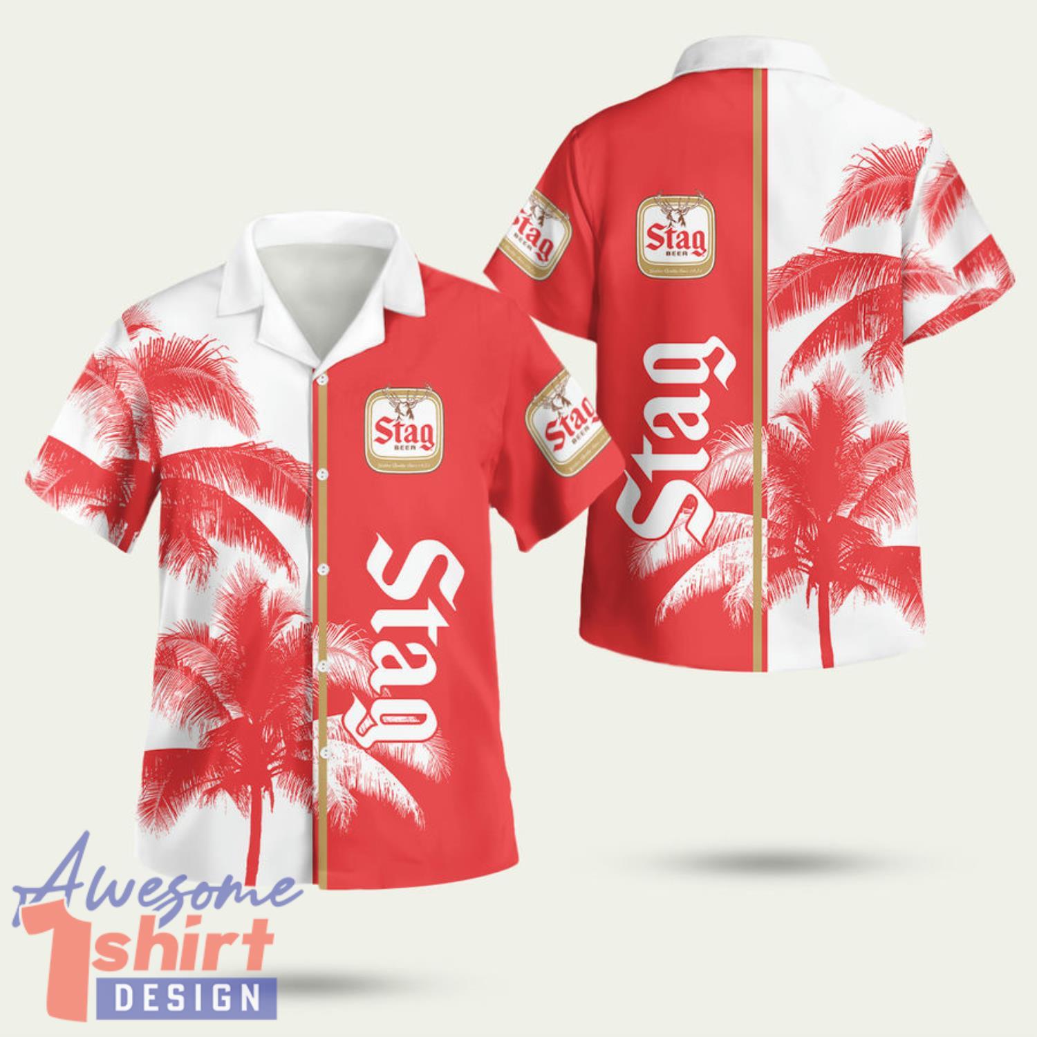 Stag Beer Palm Tree 3D Hawaiian Shirt Summer Style Gift