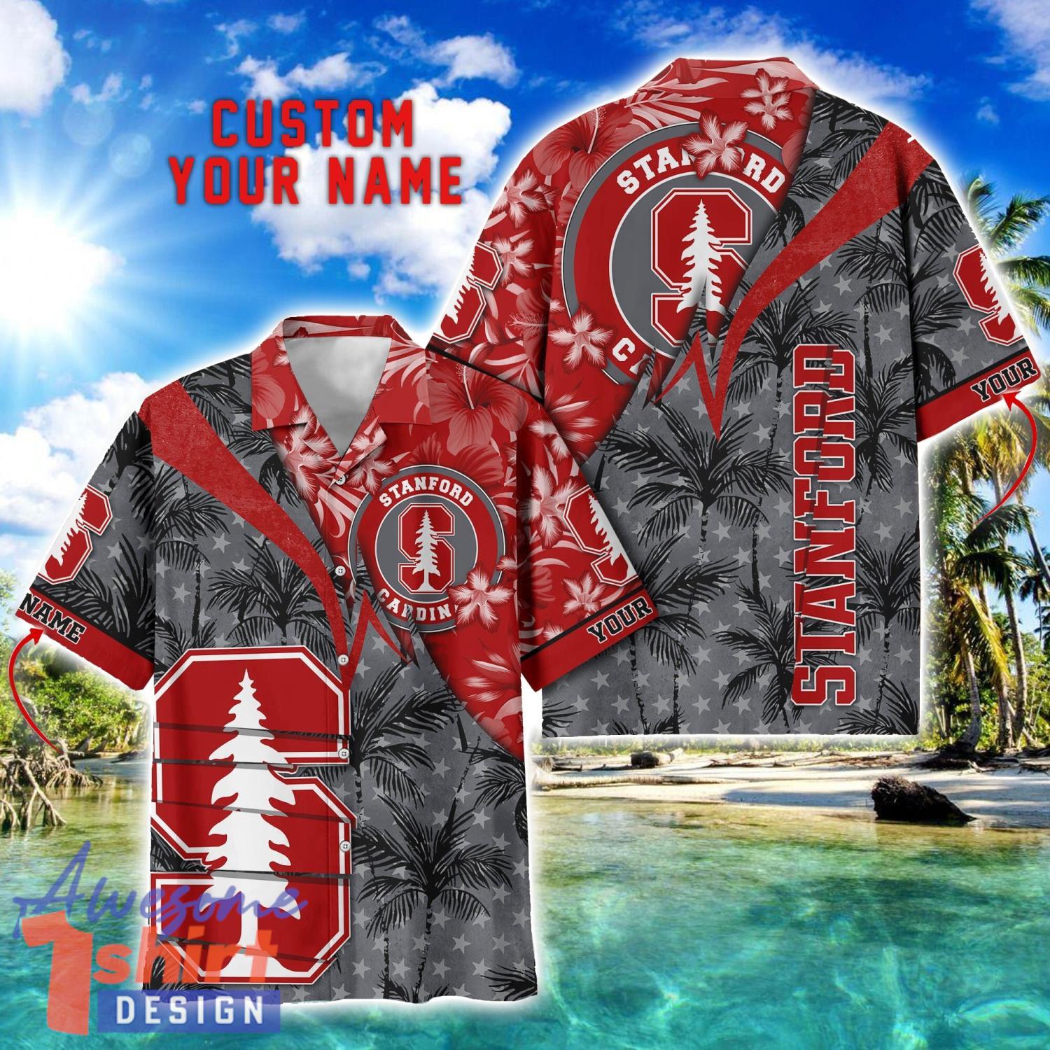 Stanford Cardinal Hawaii Shirt Vintage coconut Pattern Tropical Hawaiian Football Beach Shirts Custom Name