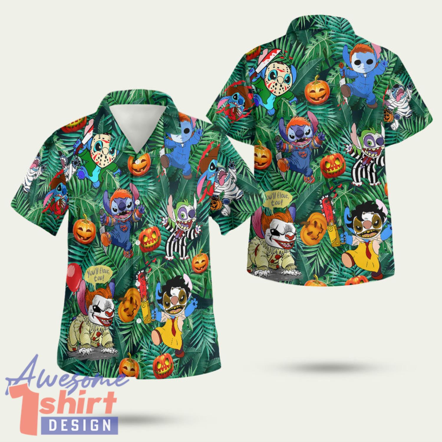 Stitch Tis The Season To Be Scared Halloween 3D Hawaiian Shirt Summer Style Gift