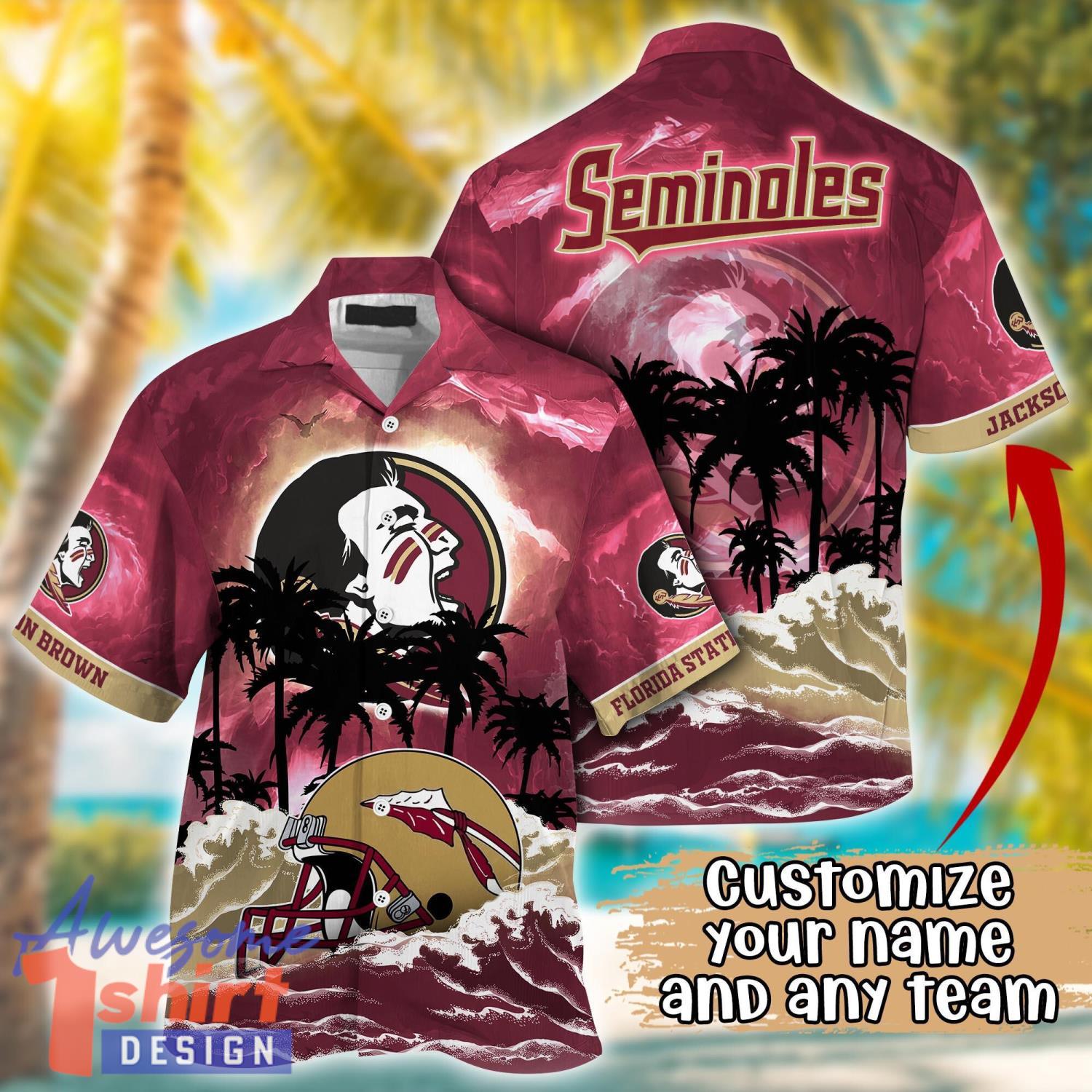 Florida State Seminoles NCAA Team Logo Custom Name 3D Hawaiian Shirt Gift Ideas