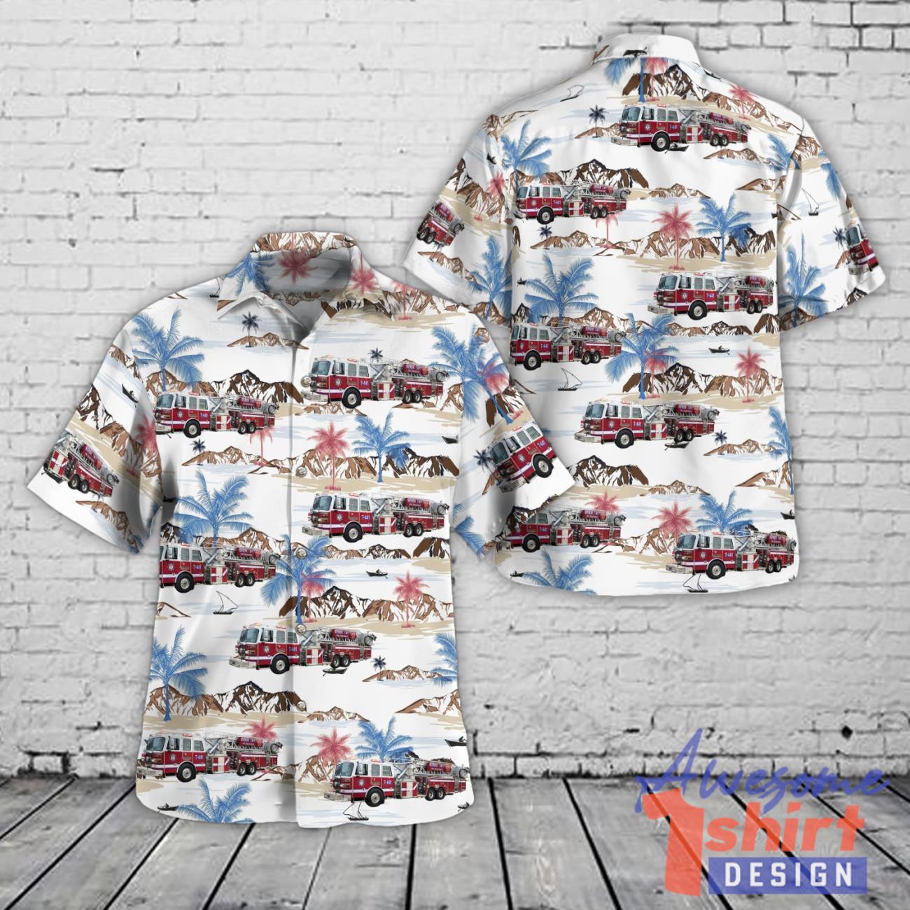 Genoa Township Fire Department Truck 441 Delaware County, Ohio 3d Hawaiian Shirt