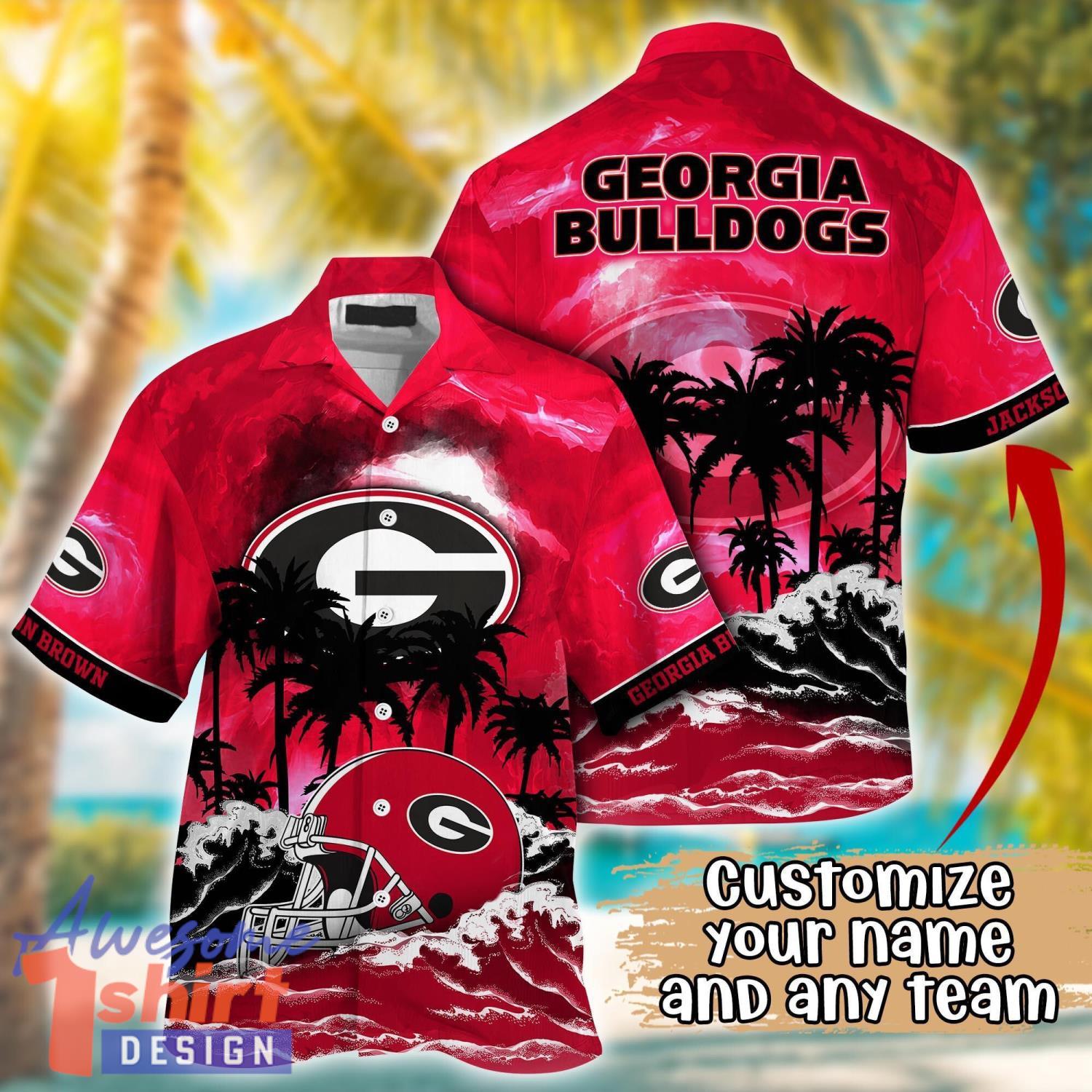 Georgia Bulldogs NCAA Team Logo Custom Name 3D Hawaiian Shirt Gift Ideas