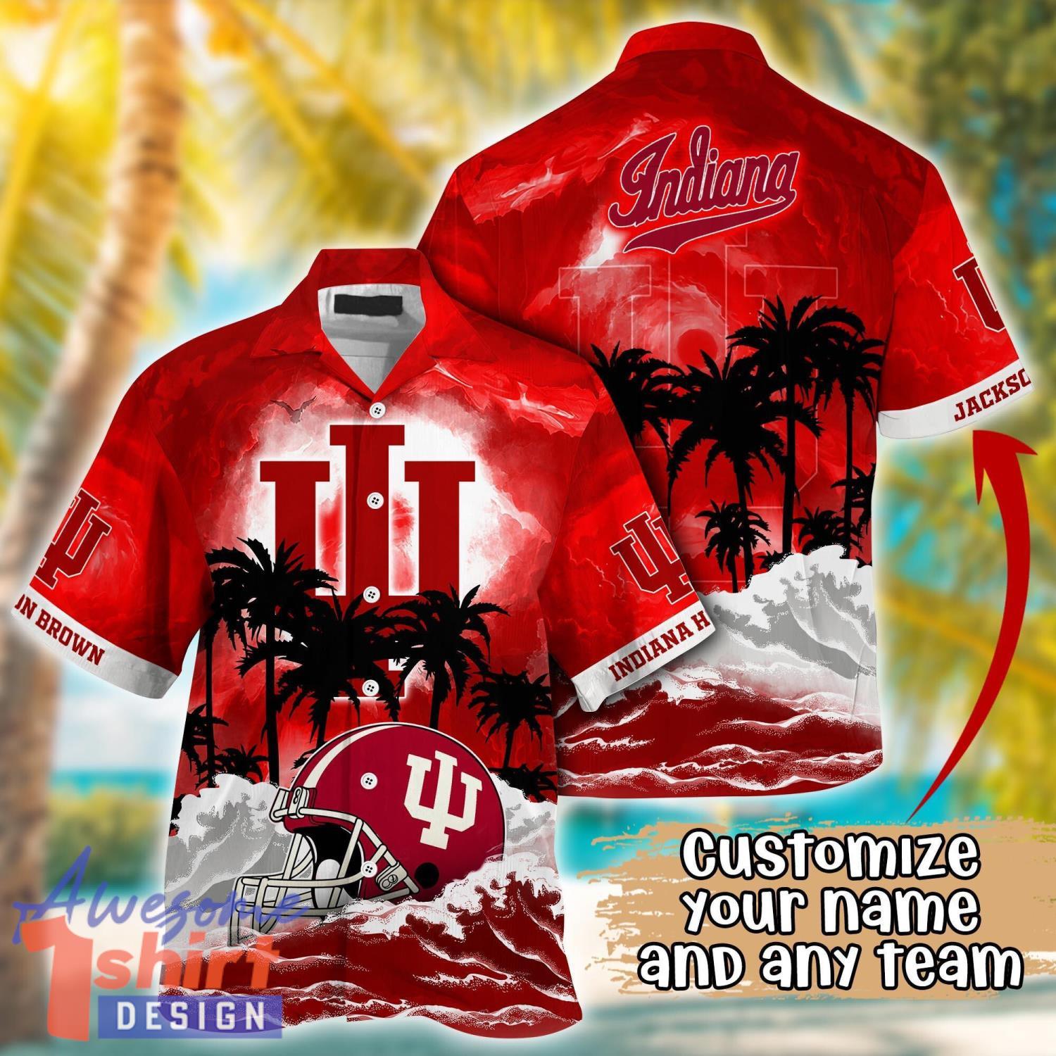 Indiana Hoosiers NCAA Team Logo Custom Name 3D Hawaiian Shirt Gift Ideas