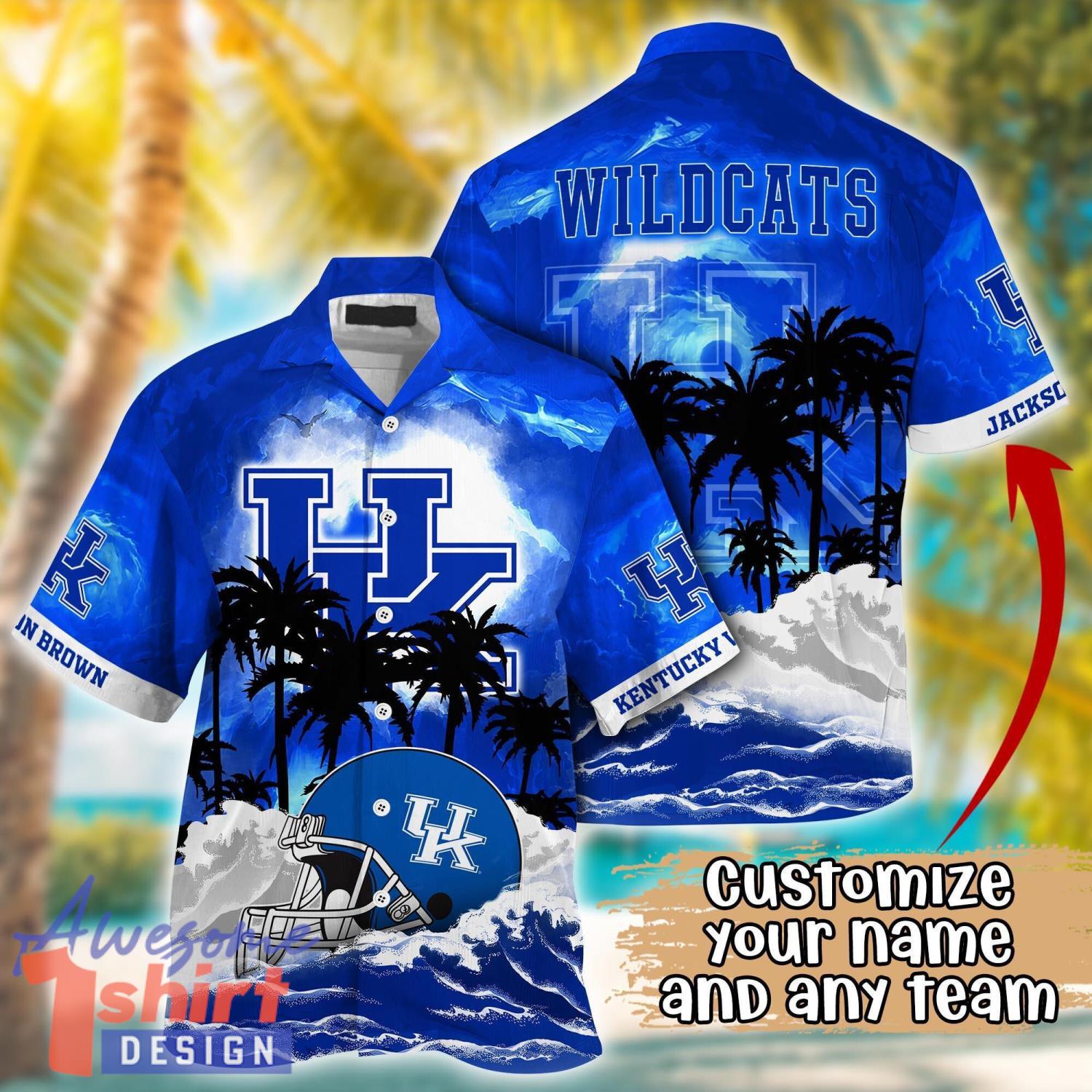 Kentucky Wildcats NCAA Team Logo Custom Name 3D Hawaiian Shirt Gift Ideas