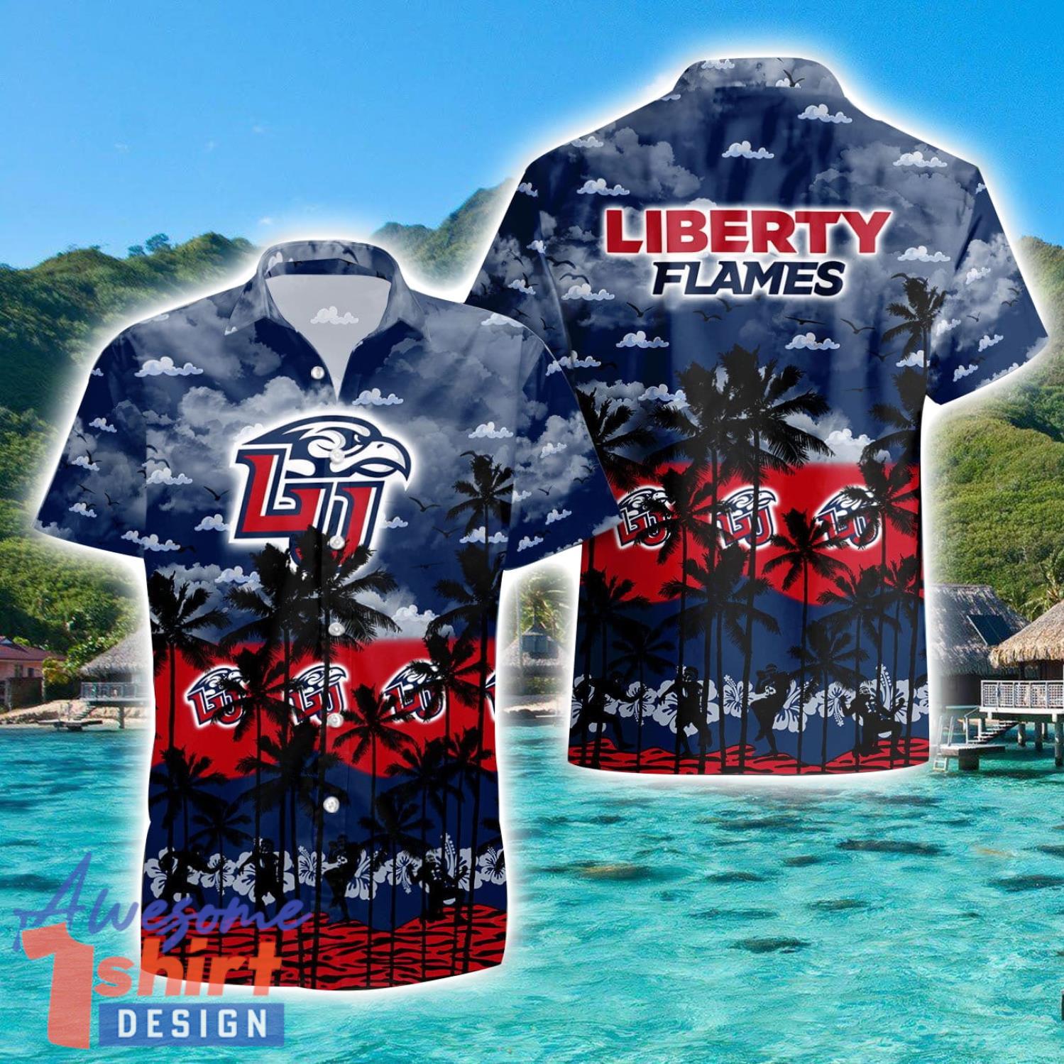 Liberty Flames 3D Hawaiian Shirt Sports Team Logo Beach Shirt