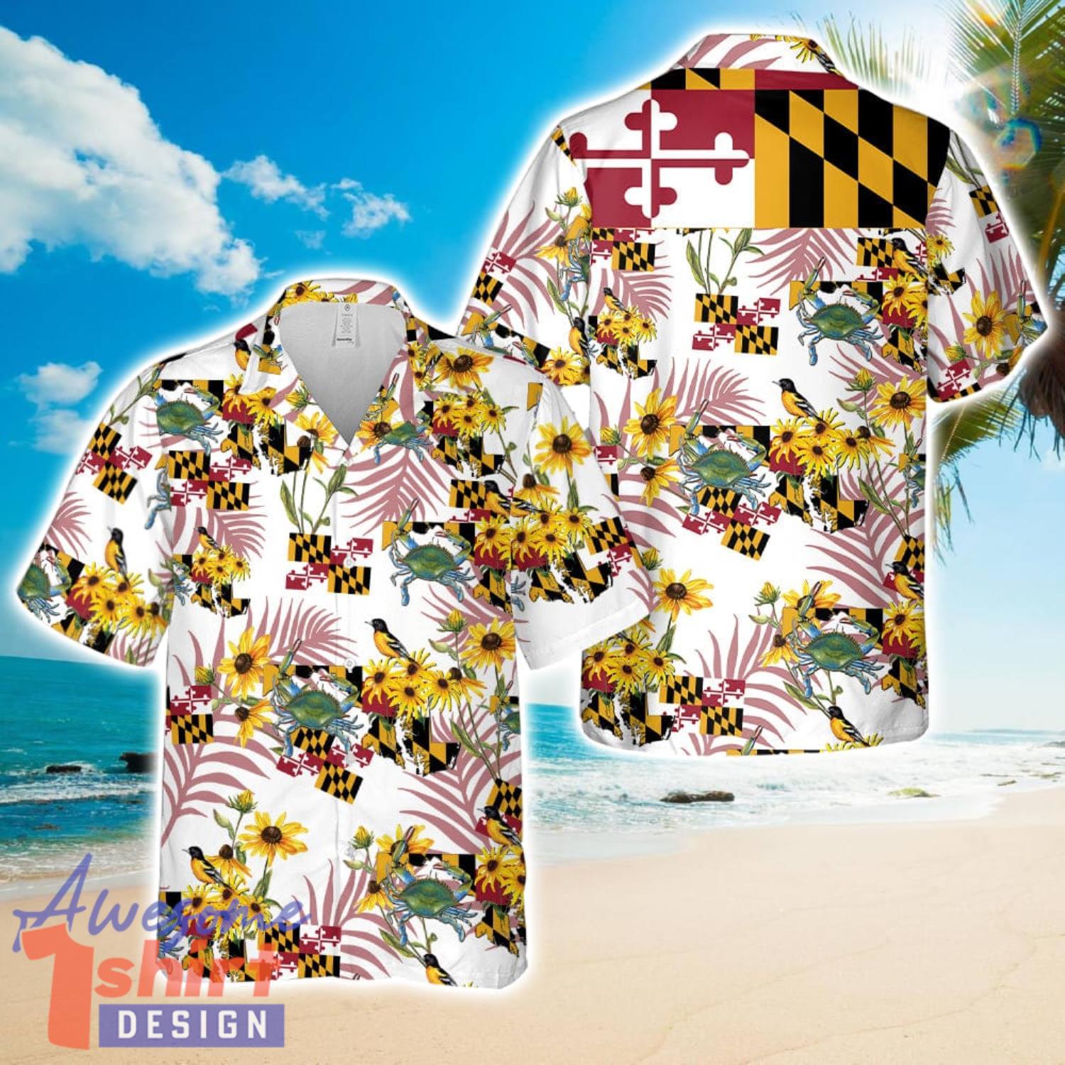 Maryland Black Eyed Susan & blue crab Hawaiian Shirt