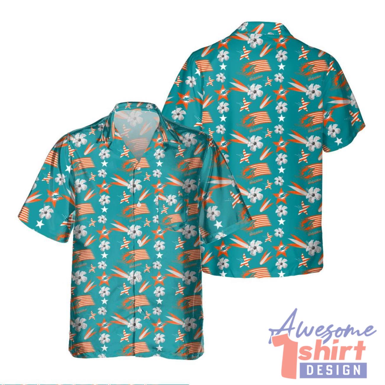 Miami Dolphins America Independence Day 3D Hawaiian Shirt