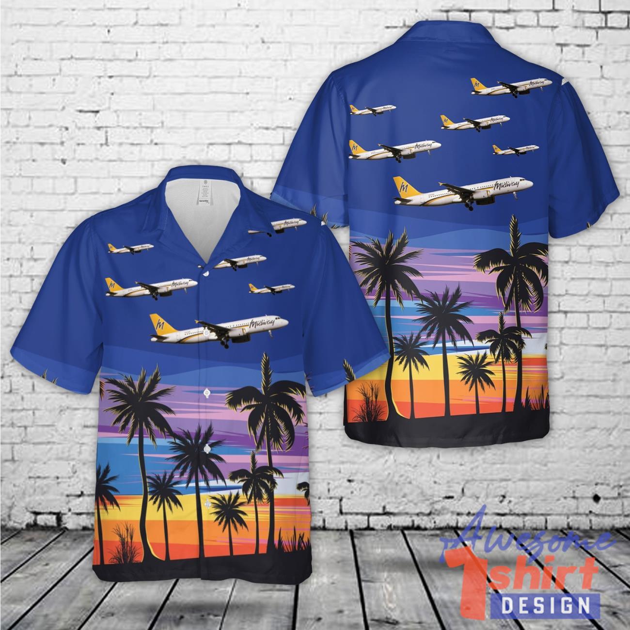 Midway Airlines Airbus A320-231 Hawaiian Shirt