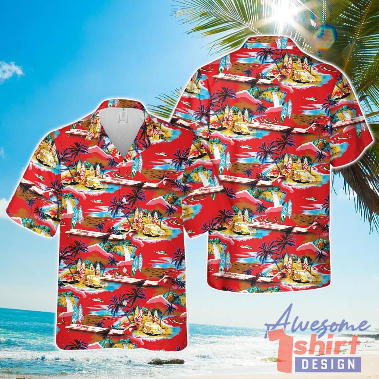 Midway Airlines MD-87 3d Hawaiian Shirt