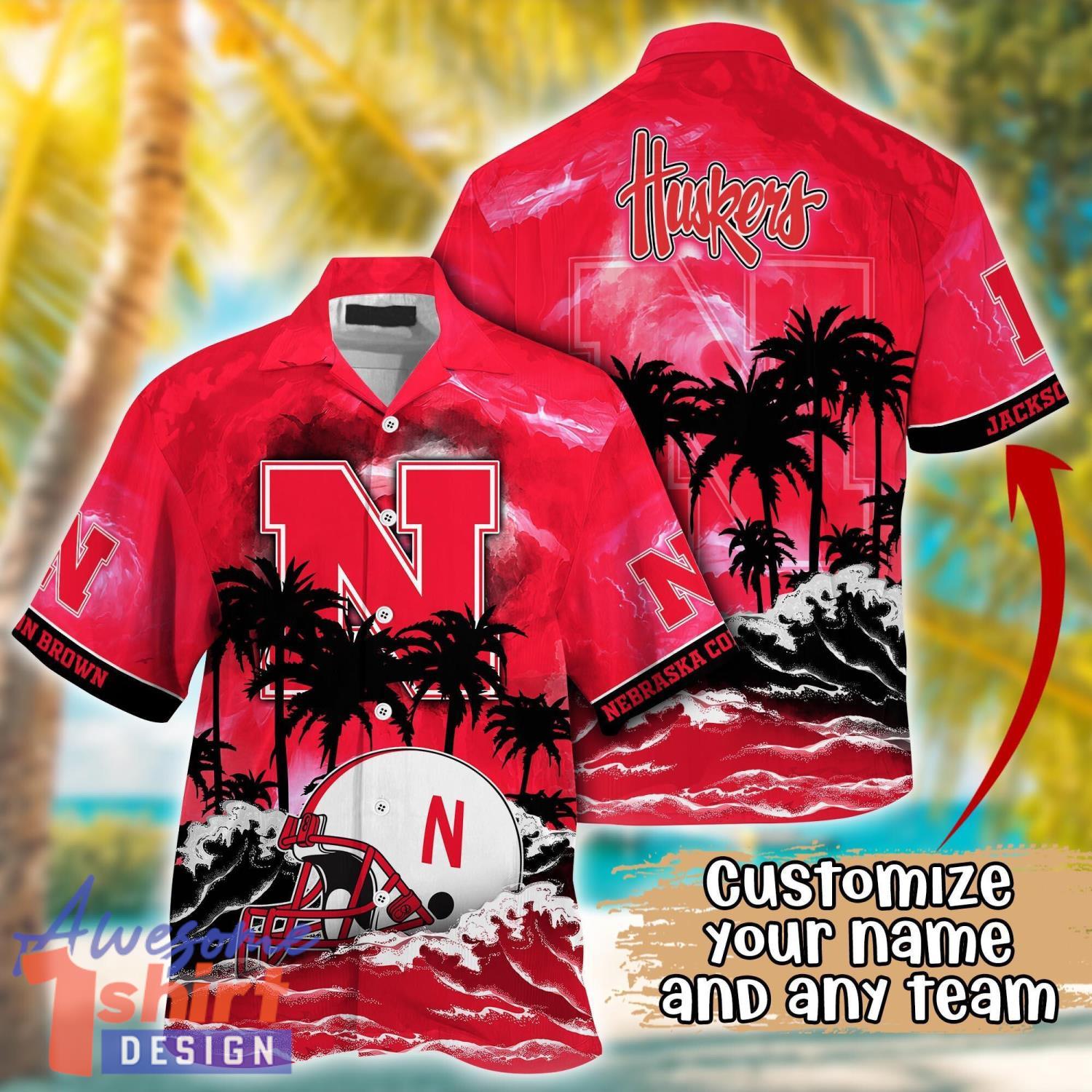 Nebraska Cornhuskers NCAA Team Logo Custom Name 3D Hawaiian Shirt Gift Ideas