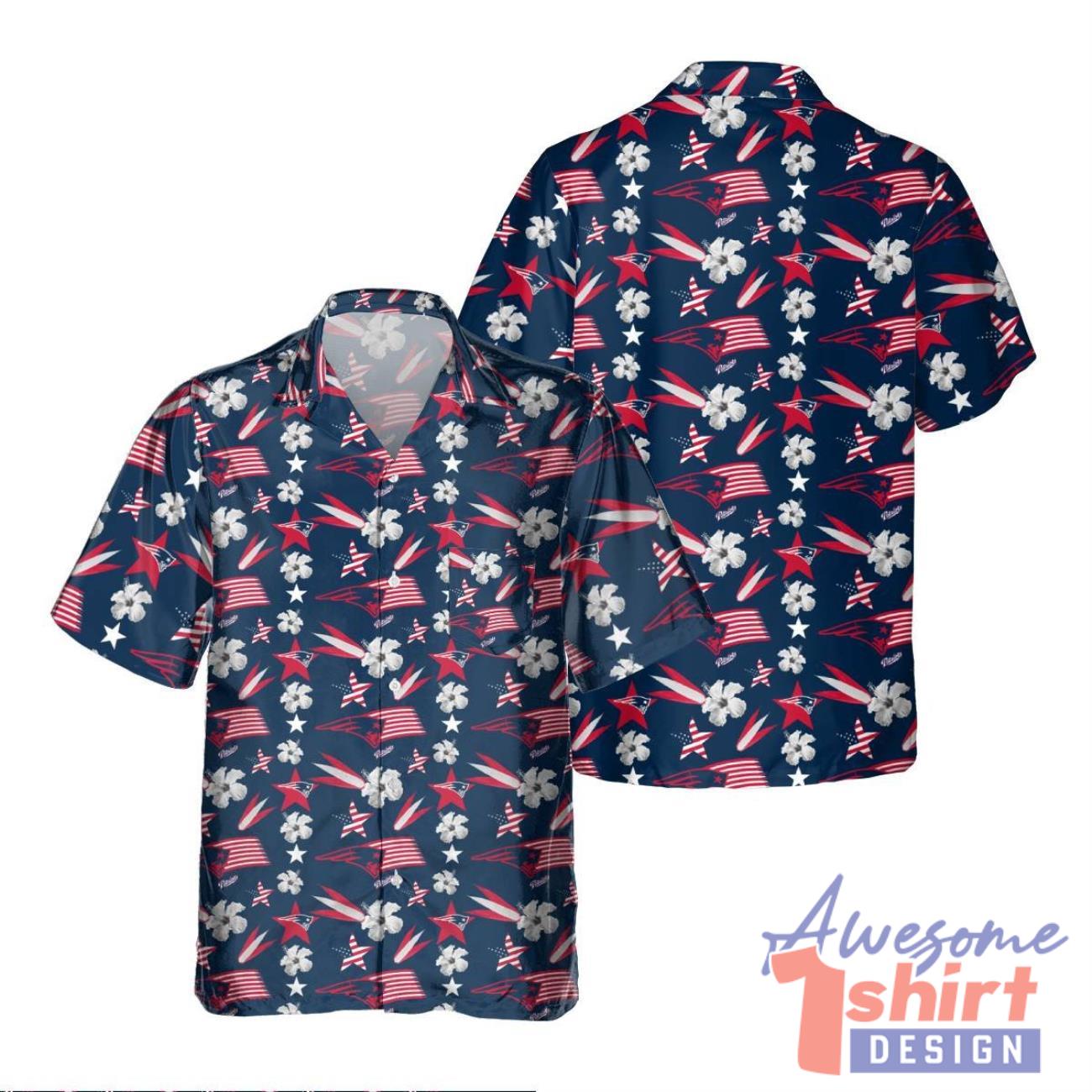 New England Patriots America Independence Day 3D Hawaiian Shirt