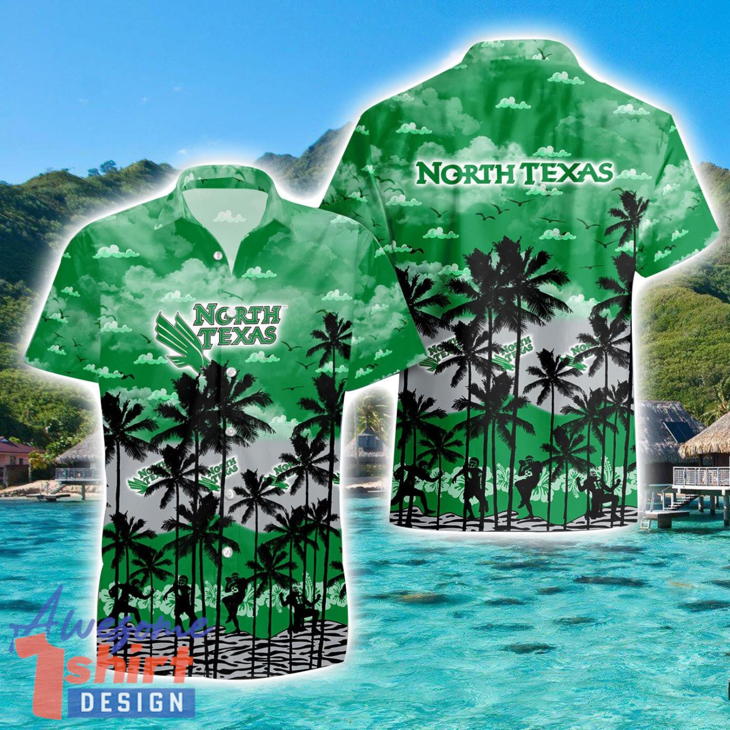 North Texas 3D Hawaiian Shirt Sports Team Logo Beach Shirt