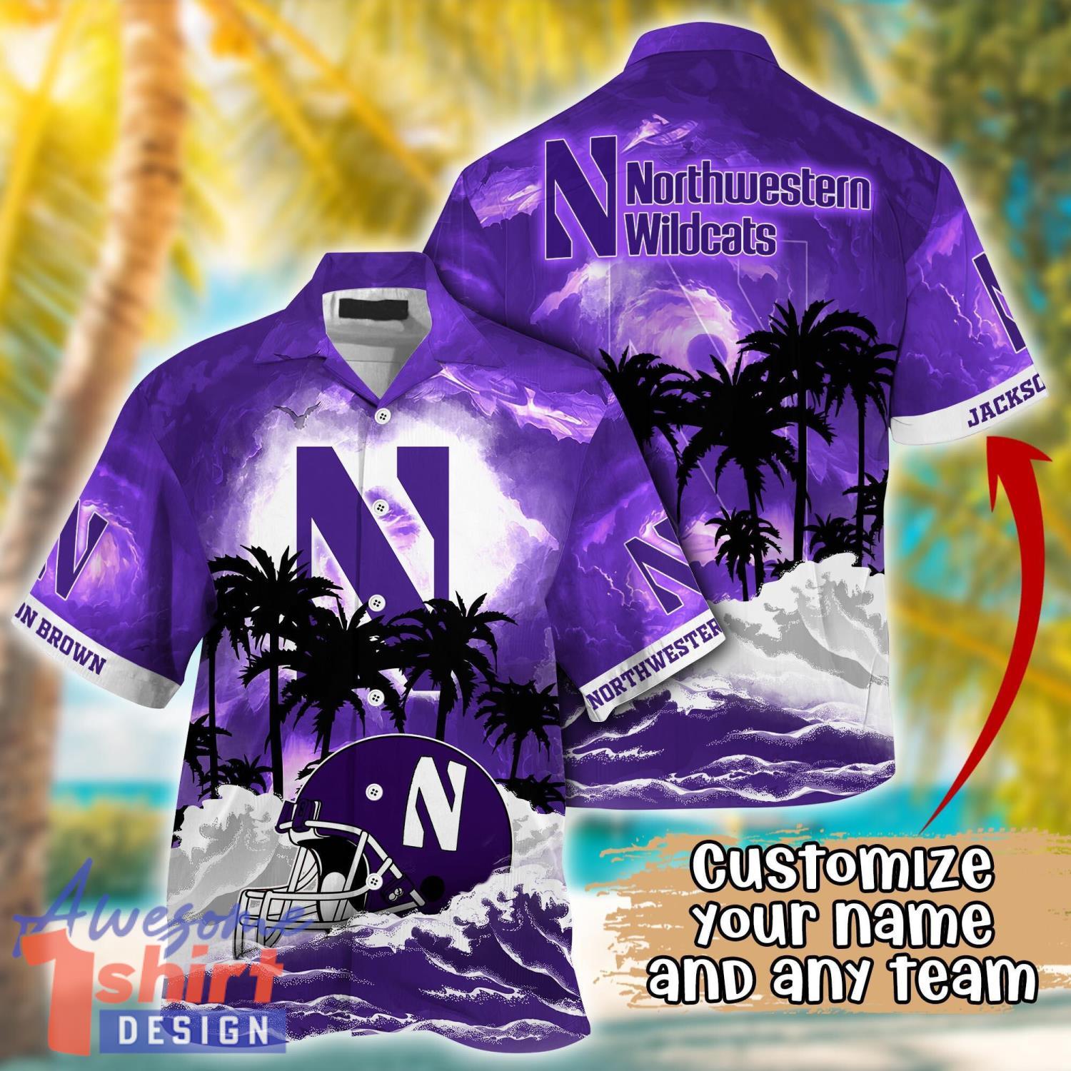 Northwestern Wildcats NCAA Team Logo Custom Name 3D Hawaiian Shirt Gift Ideas