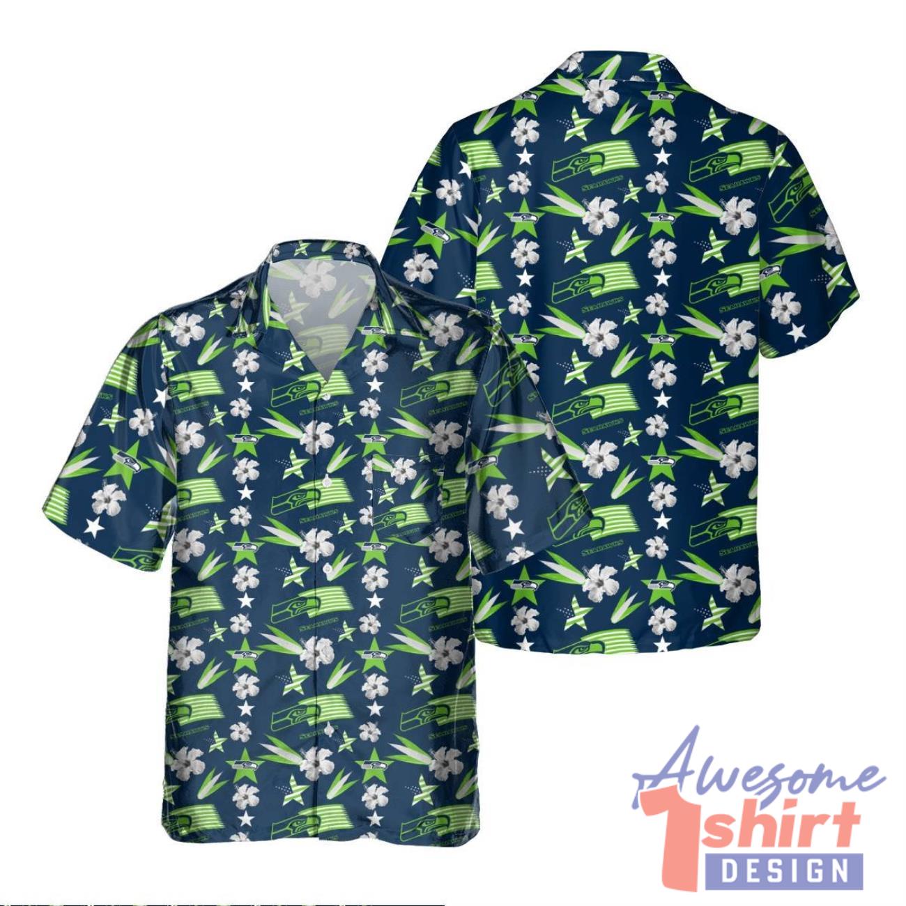 Seattle Seahawks America Independence Day 3D Hawaiian Shirt