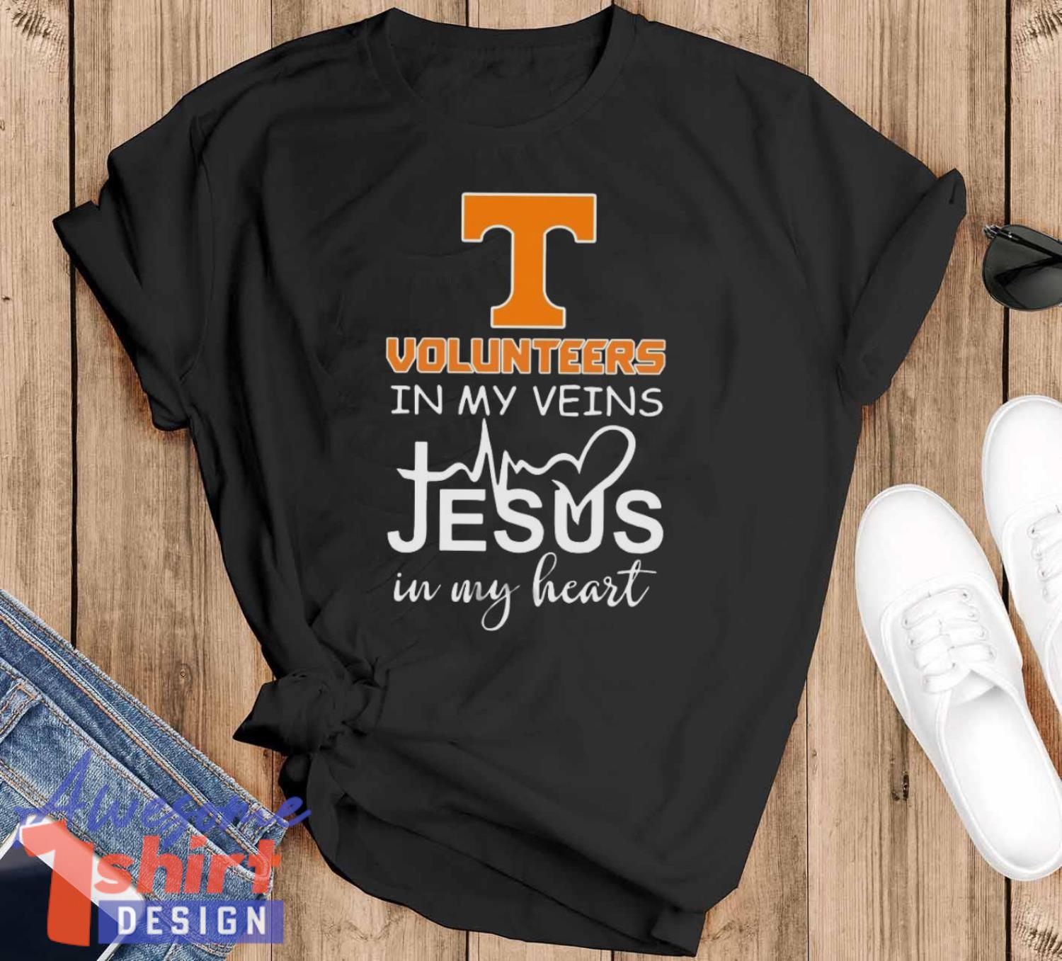 Tennessee Volunteers In My Veins Jesus In My Heart T-Shirt