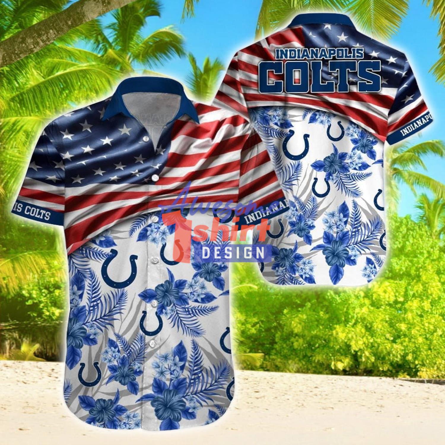 Indianapolis Colts Tropical Flower Hawaiian Shirt Summer Sport Fans Gifts