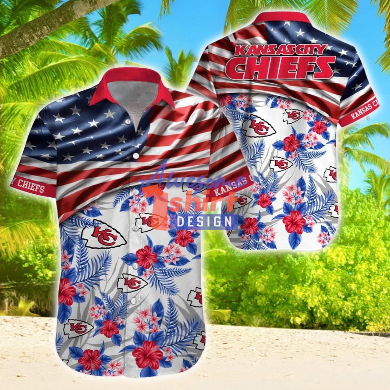 Kansas City Chiefs Tropical Flower Hawaiian Shirt Summer Sport Fans Gifts