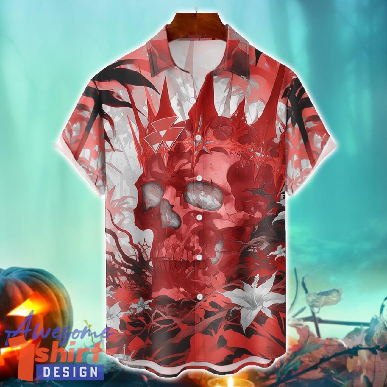 Massey Ferguson Royal Skull Halloween Hawaiian Shirt For Fans