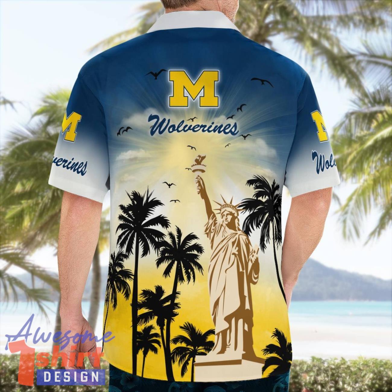 Michigan Wolverines Statue Of Liberty Pround Hawaiian Shirt For Summer