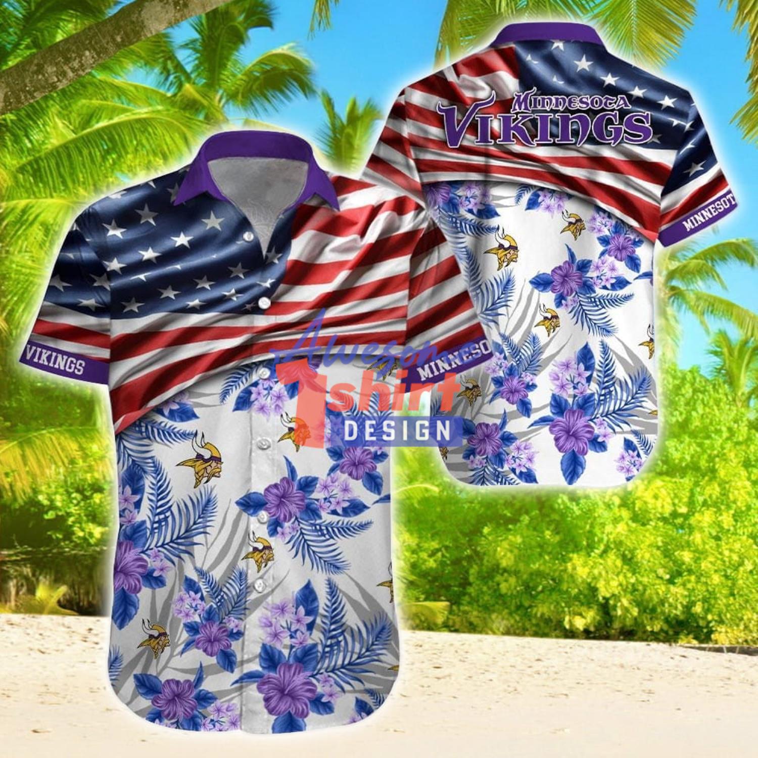 Minnesota Vikings Tropical Flower Hawaiian Shirt Summer Sport Fans Gifts