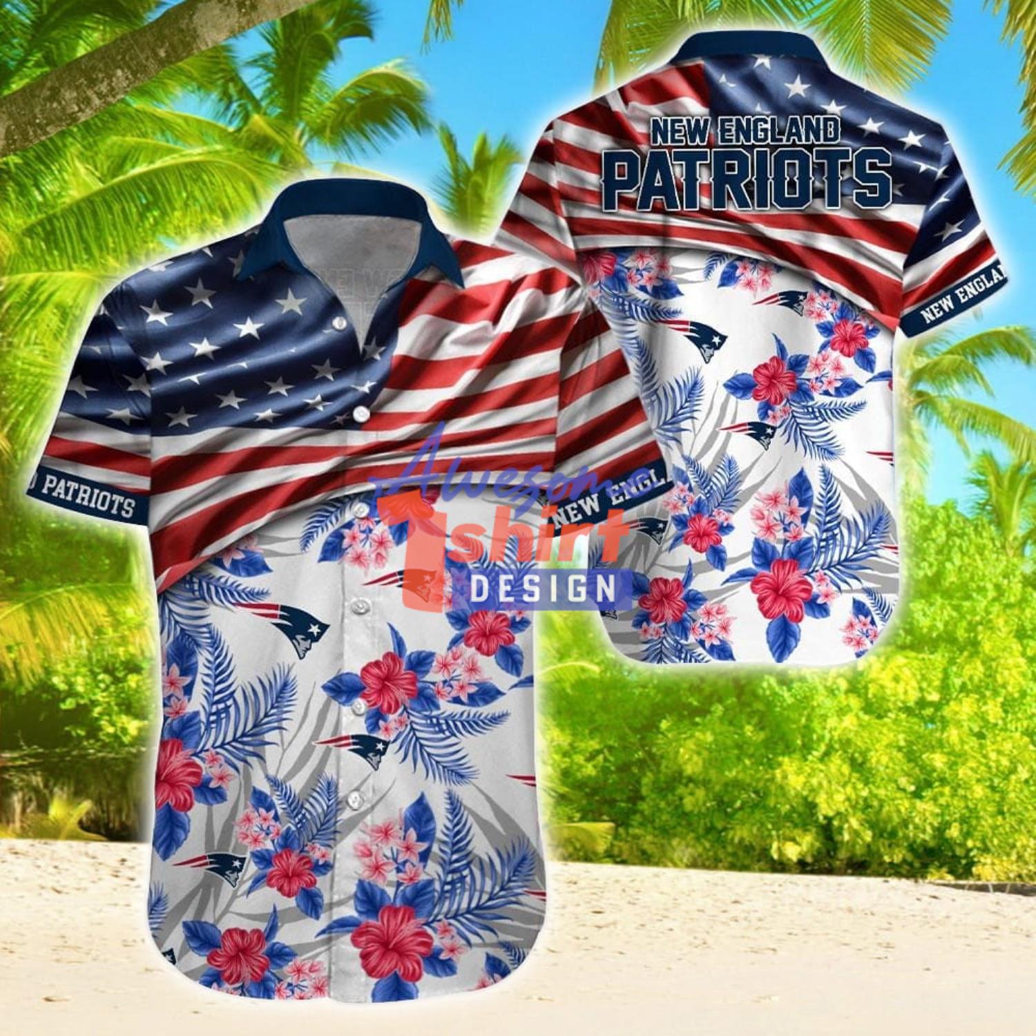 New England Patriots Tropical Flower Hawaiian Shirt Summer Sport Fans Gifts