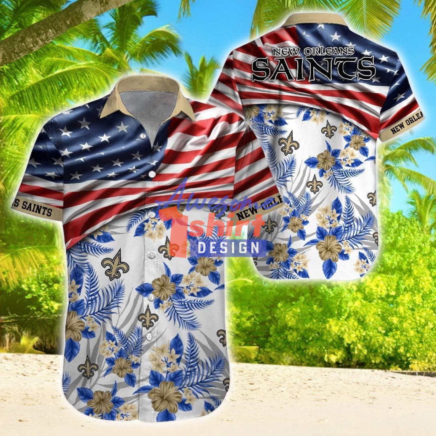 New Orleans Saints Tropical Flower Hawaiian Shirt Summer Sport Fans Gifts