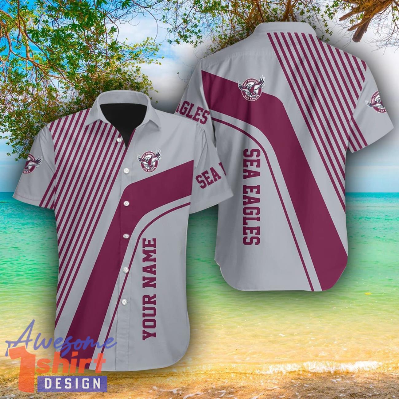 Manly Warringah Sea Eagles AOP Hawaiian Shirt For Men And Women Summer Gift Custom Name