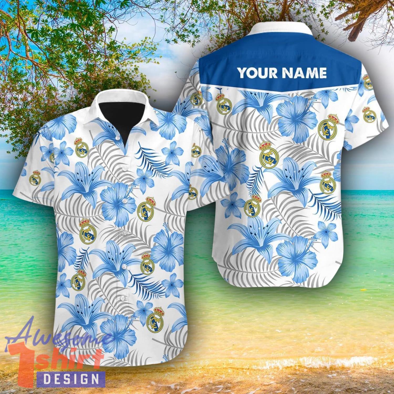 Real Madrid 3D Hawaii Shirt For Men And Women Custom Name