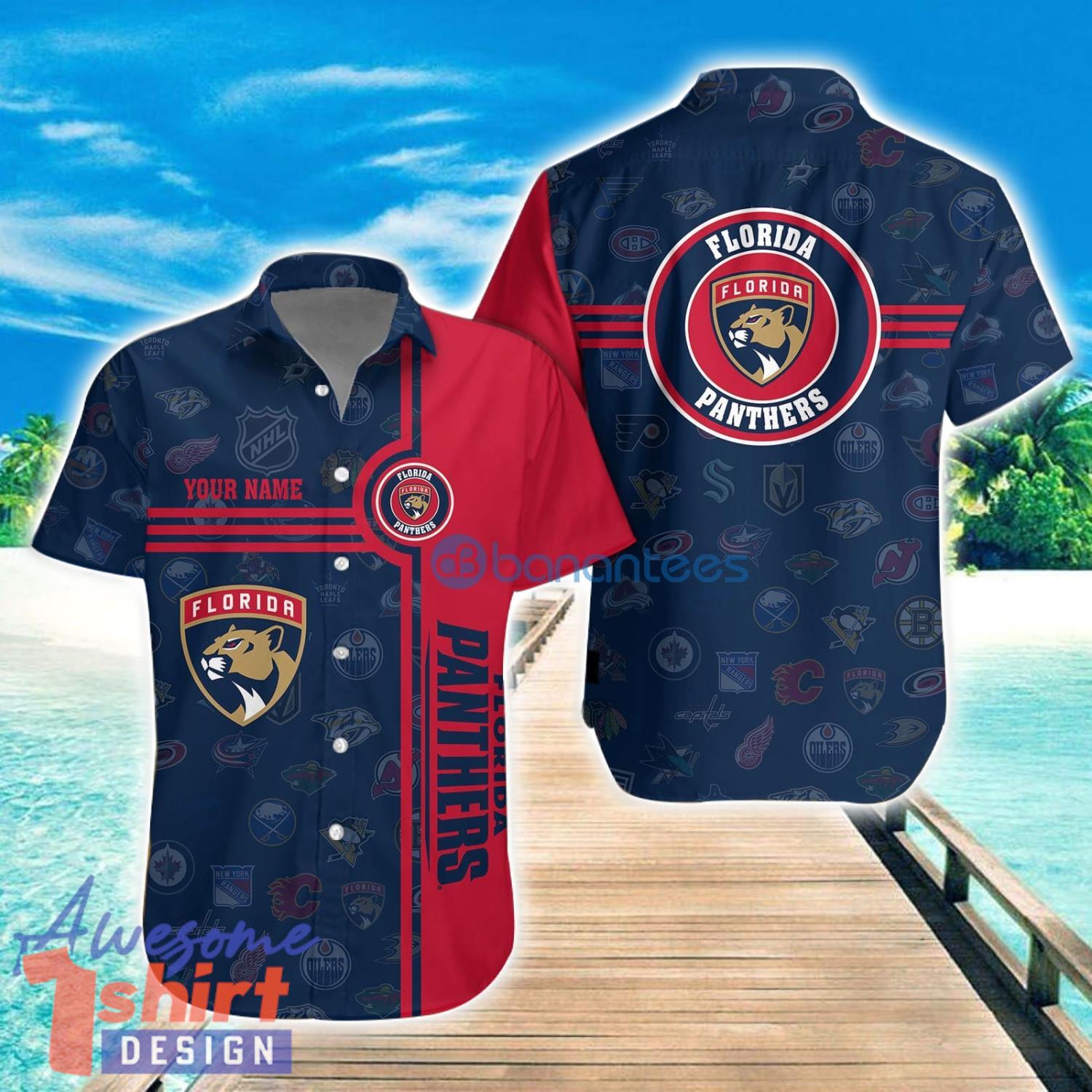 Florida Panthers Custom Name All Over printed 3D Hawaiian Shirt Special For Fans Summer Gift