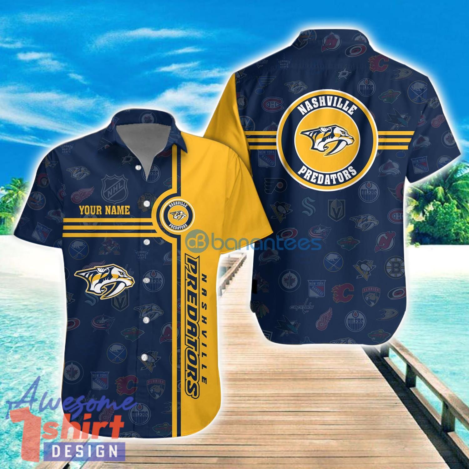 Nashville Predators Custom Name All Over printed 3D Hawaiian Shirt Special For Fans Summer Gift