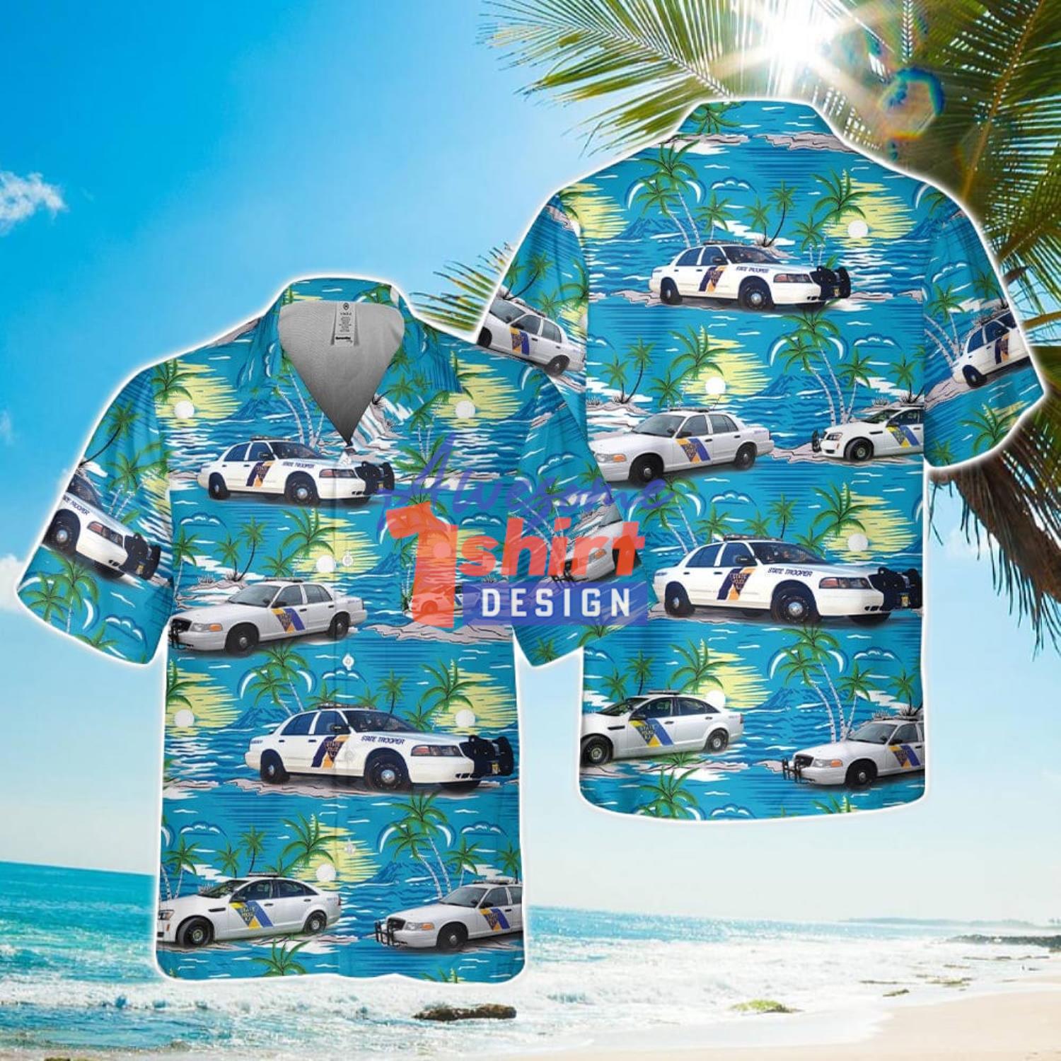 New Jersey State police Trooper Pocket Hawaiian Shirt Summer Holiday Gift