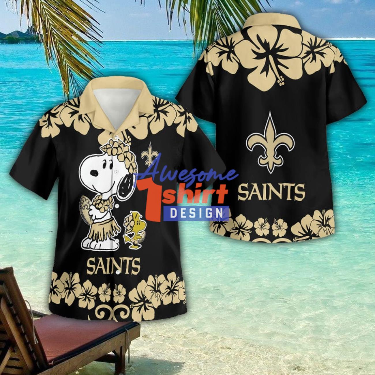 New Orleans Saints And Snoopy 3D Button Hawaiian Shirt Men And Women Aloha Summer Beach Gift