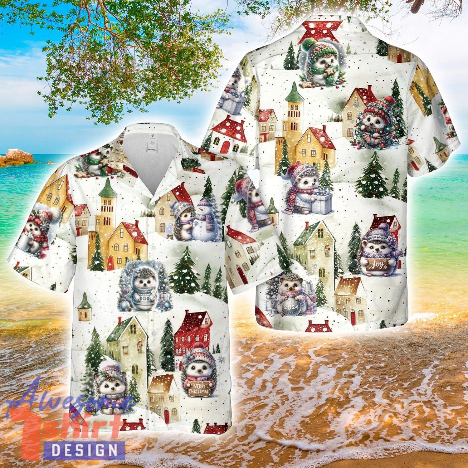 Hedgehog Christmas Hawaiian Shirt