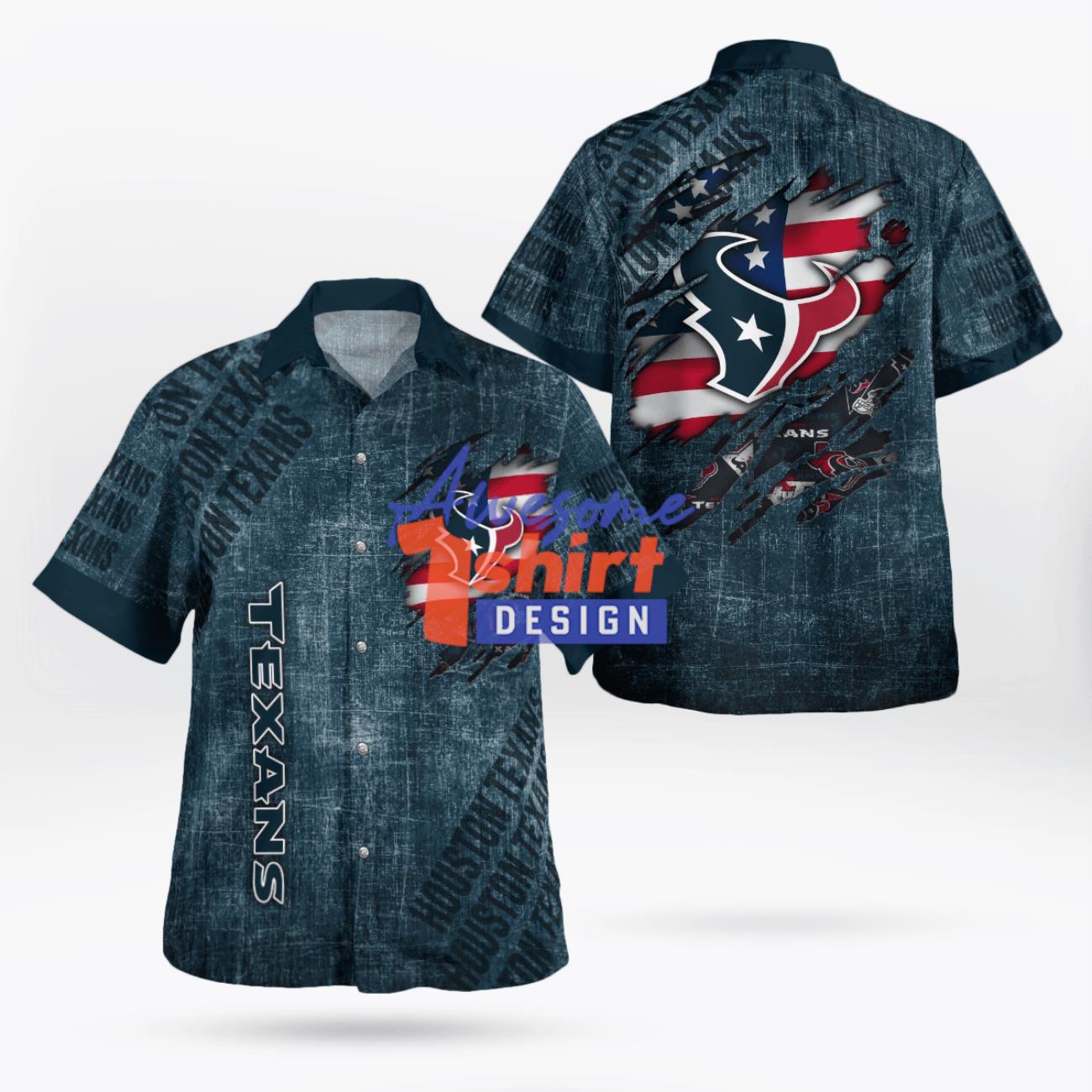 Houston Texans American Flag Retro Printed Hawaiian Shirt All Print