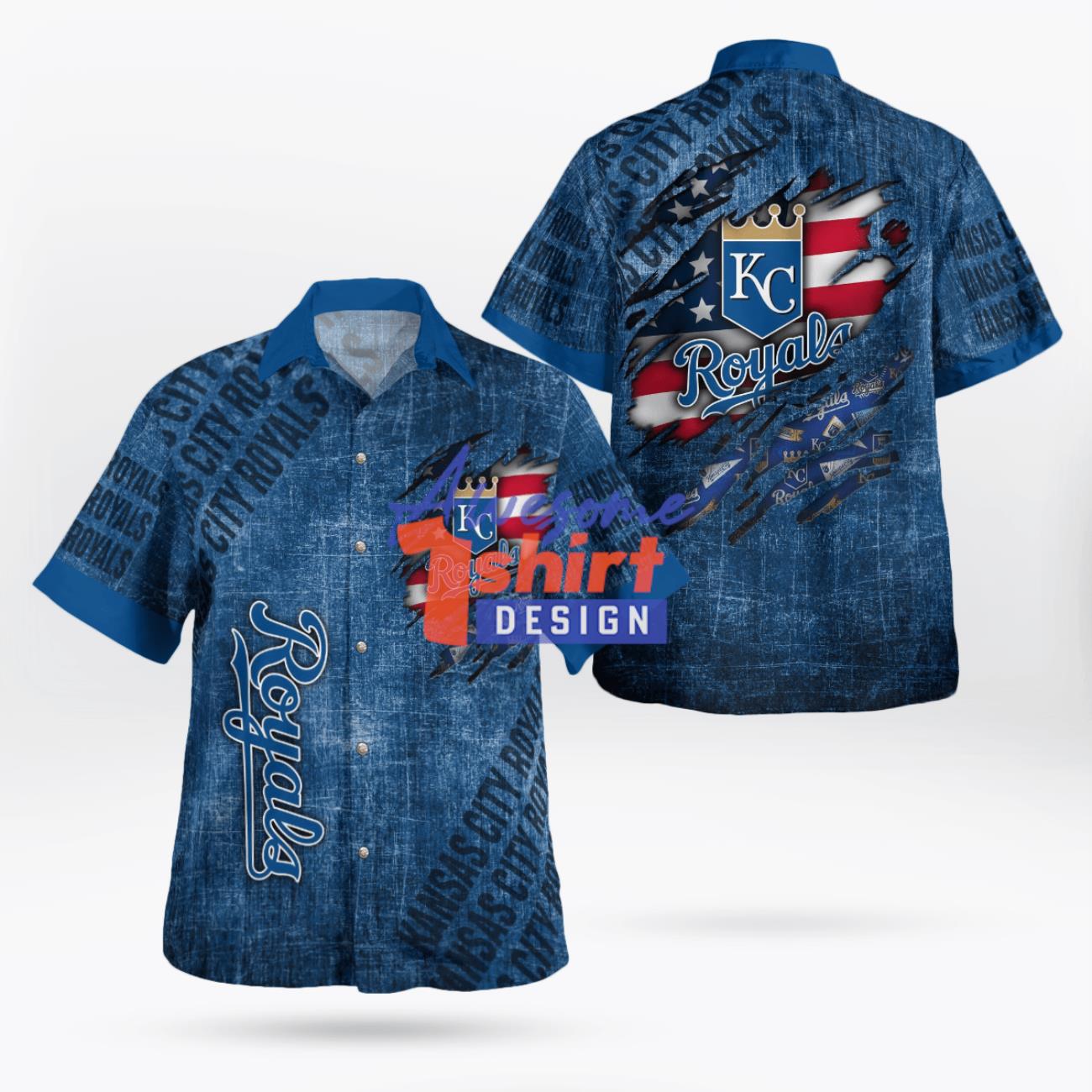 Kansas City Royals American Flag Retro Printed Hawaiian Shirt All Print