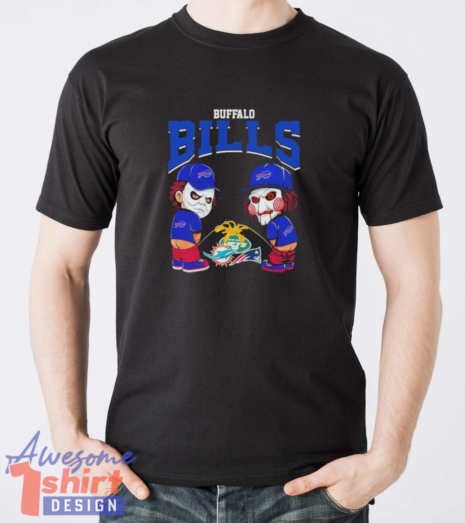 Michael Myers And Billy The Puppet X Buffalo Bills Pee On NFL Teams Halloween Shirt