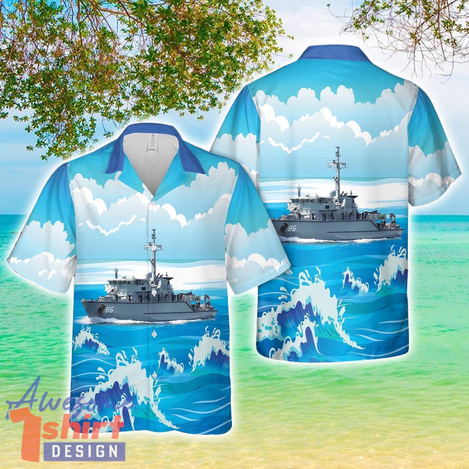 Royal Australian Navy Minehunter HMAS Diamantina Hawaiian Shirt