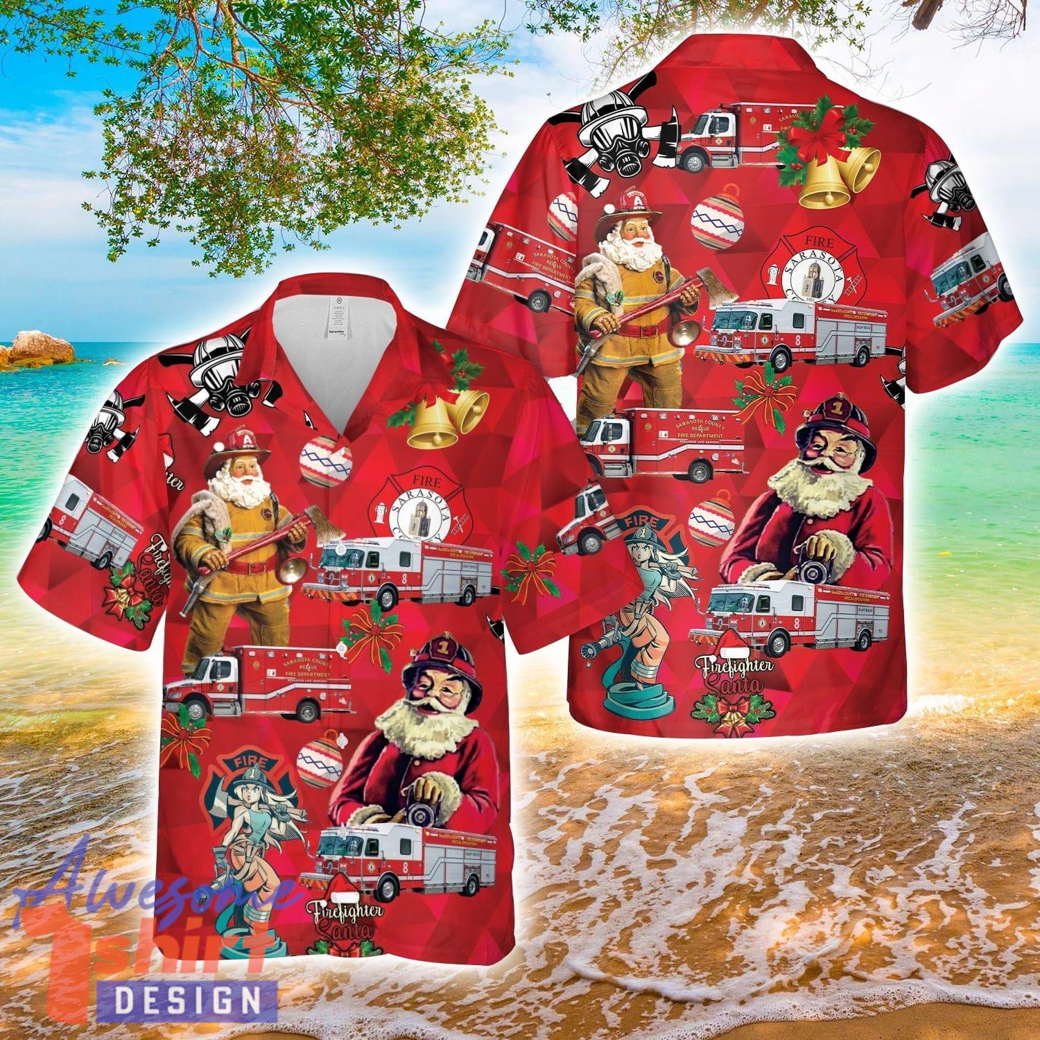 Sarasota County Fire Department Christmas Hawaiian Shirt